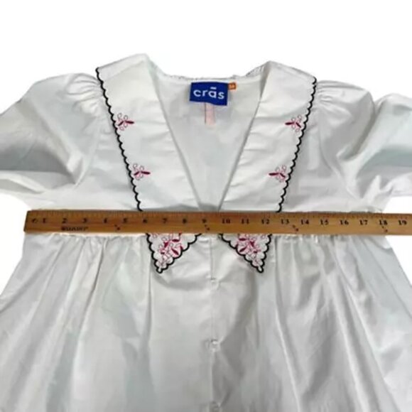 CRAS Denmark Nayacras Women Blouse Ebroidered Collar Shirt Top White size 36 - Picture 10 of 12